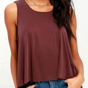 Lush Washed Burgundy Cropped Tank Top